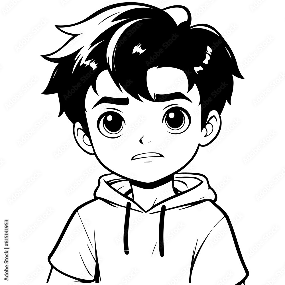 Cute vector illustration Boy hand drawn for kids page Cute vector illustration Boy hand drawn for kids page