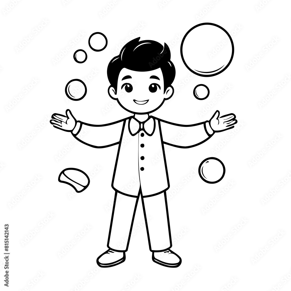 Cute vector illustration Juggler hand drawn for kids page Cute vector illustration Juggler hand drawn for kids page