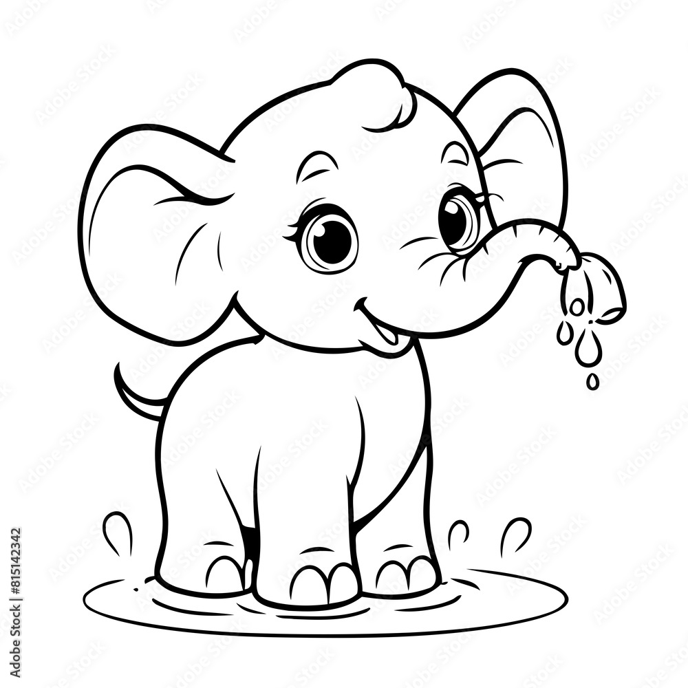 Obraz premium Simple vector illustration of Elephant for kids coloring page
