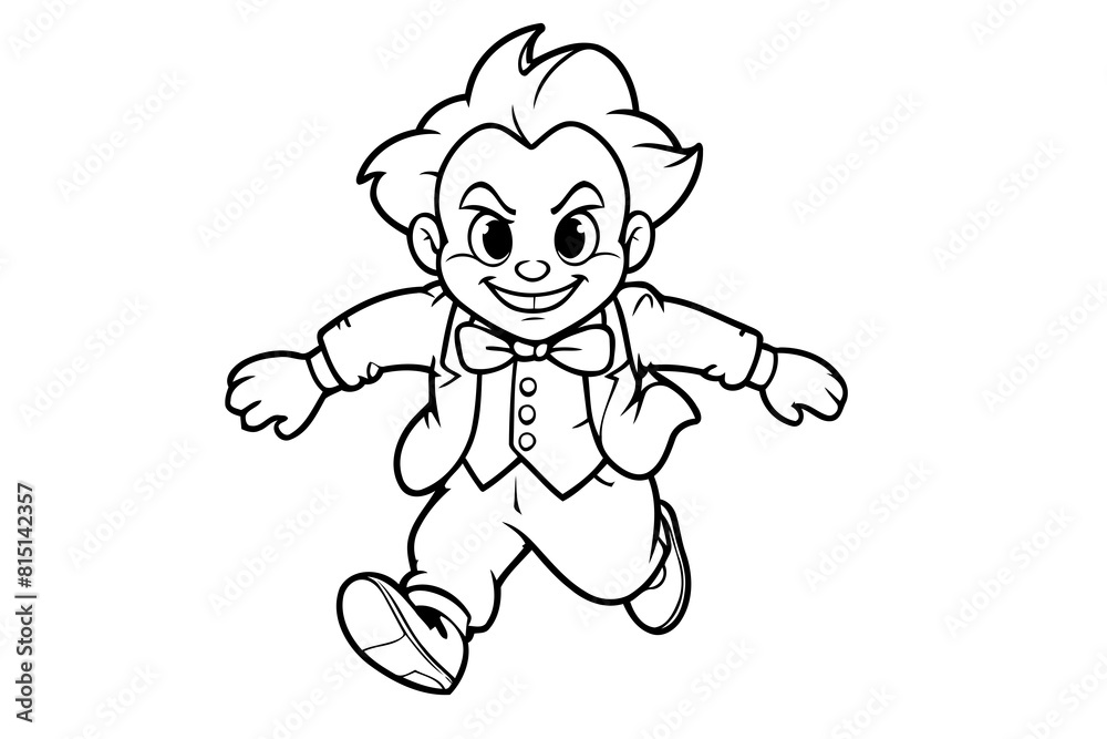 Vector illustration of a cute Joker drawing for children page