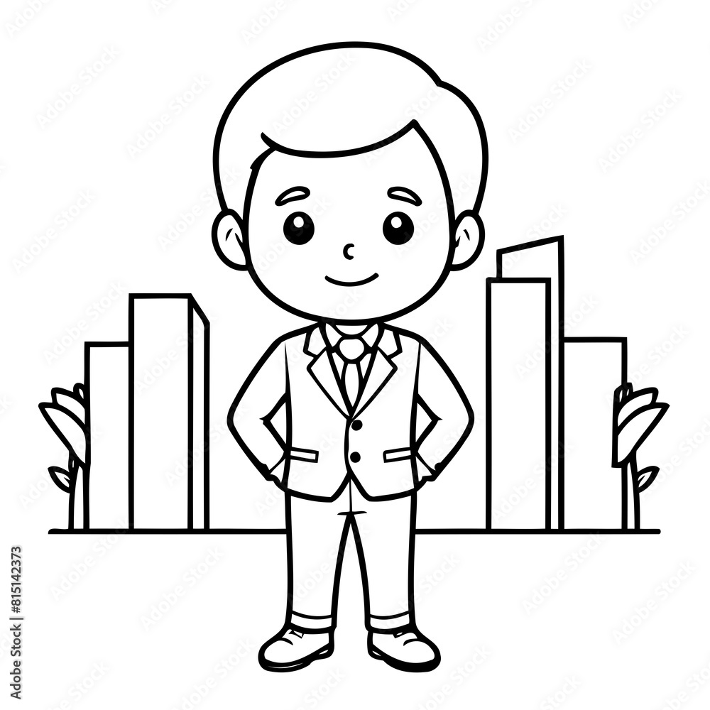 Cute vector illustration Businessman hand drawn for kids page Cute vector illustration Businessman hand drawn for kids page