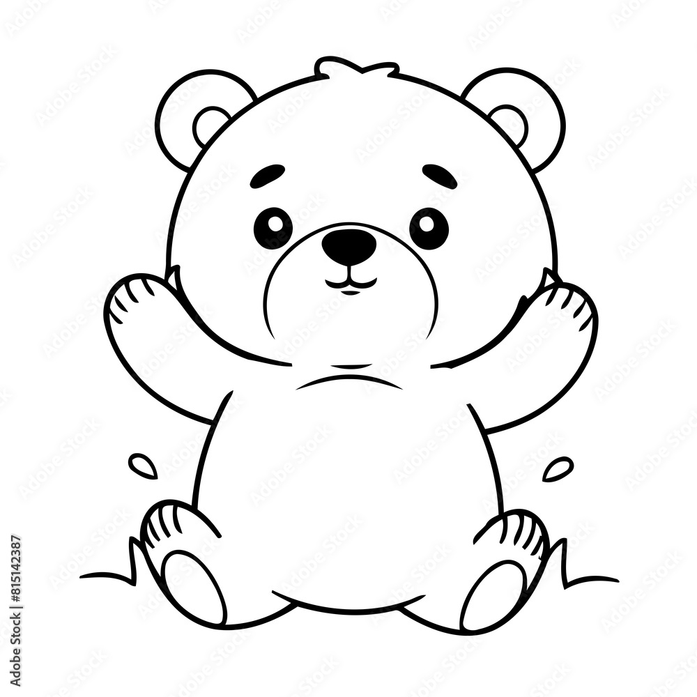 Vector illustration of a cute Bear drawing for toddlers colouring page Vector illustration of a cute Bear drawing for toddlers colouring page