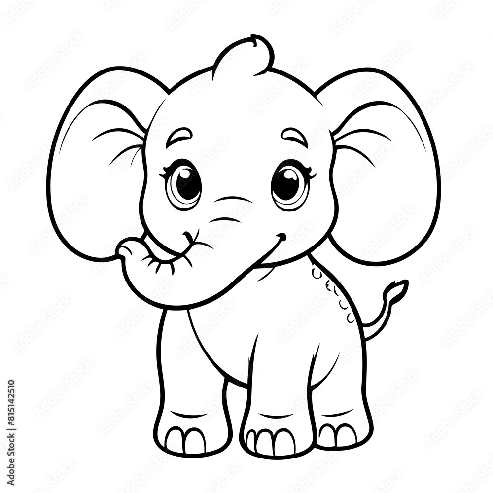 Cute vector illustration Elephant colouring page for kids Cute vector illustration Elephant colouring page for kids