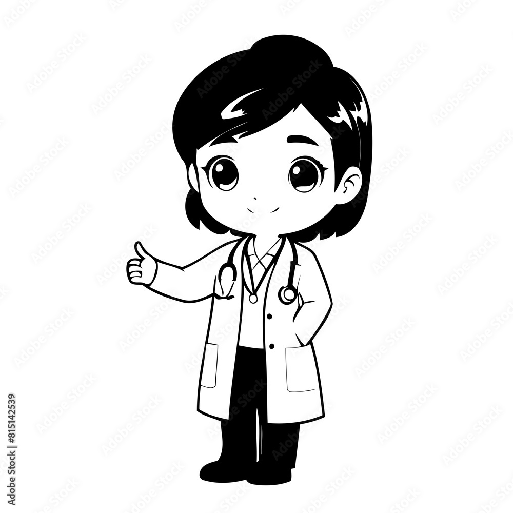 Cute vector illustration Physician doodle for toddlers worksheet Cute vector illustration Physician doodle for toddlers worksheet