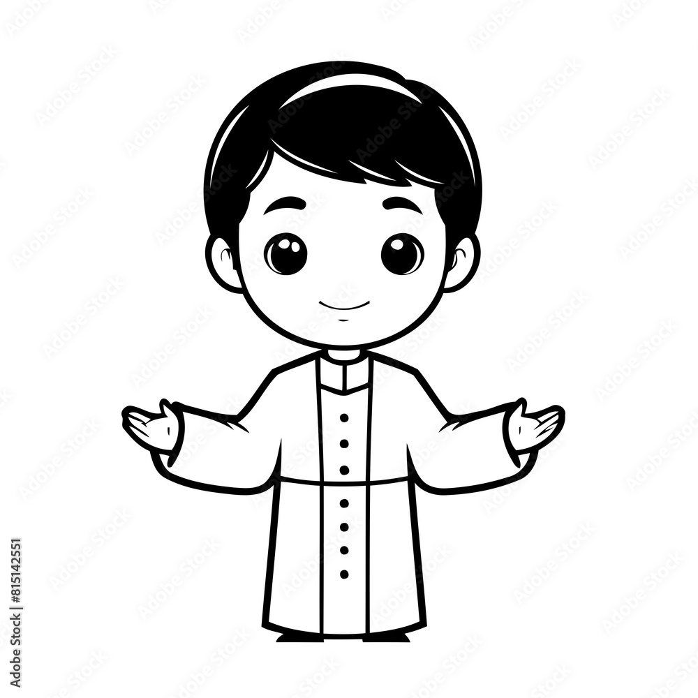 Simple vector illustration of Clergyman hand drawn for kids page