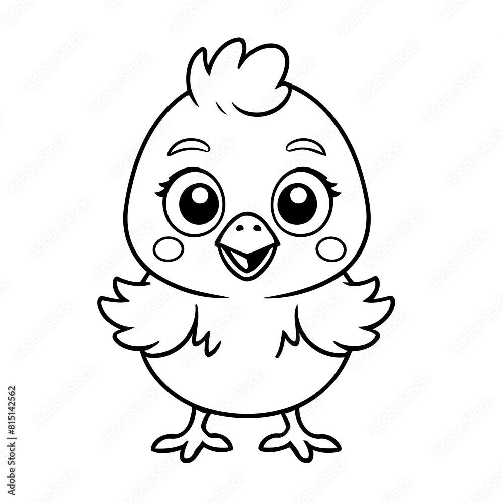 Cute vector illustration Chicken drawing for kids colouring page Cute vector illustration Chicken drawing for kids colouring page