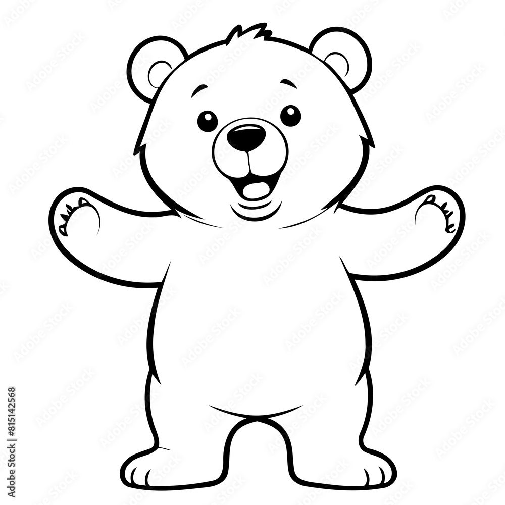 Cute vector illustration Bear hand drawn for kids page Cute vector illustration Bear hand drawn for kids page
