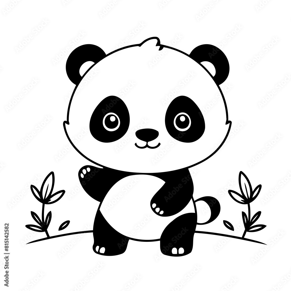 Fototapeta premium Simple vector illustration of Panda for kids coloring page