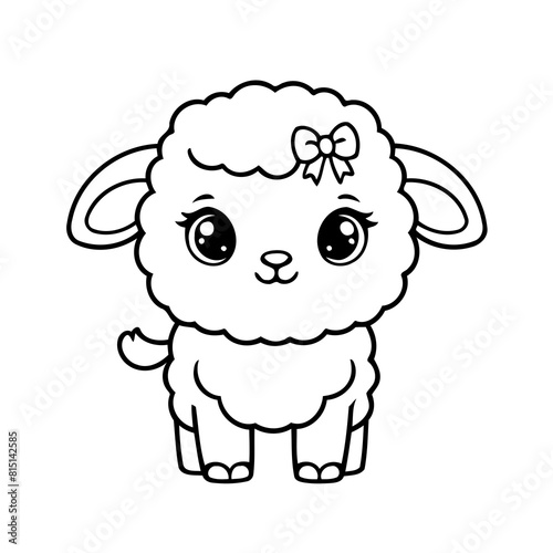 Simple vector illustration of Sheep drawing for kids page
