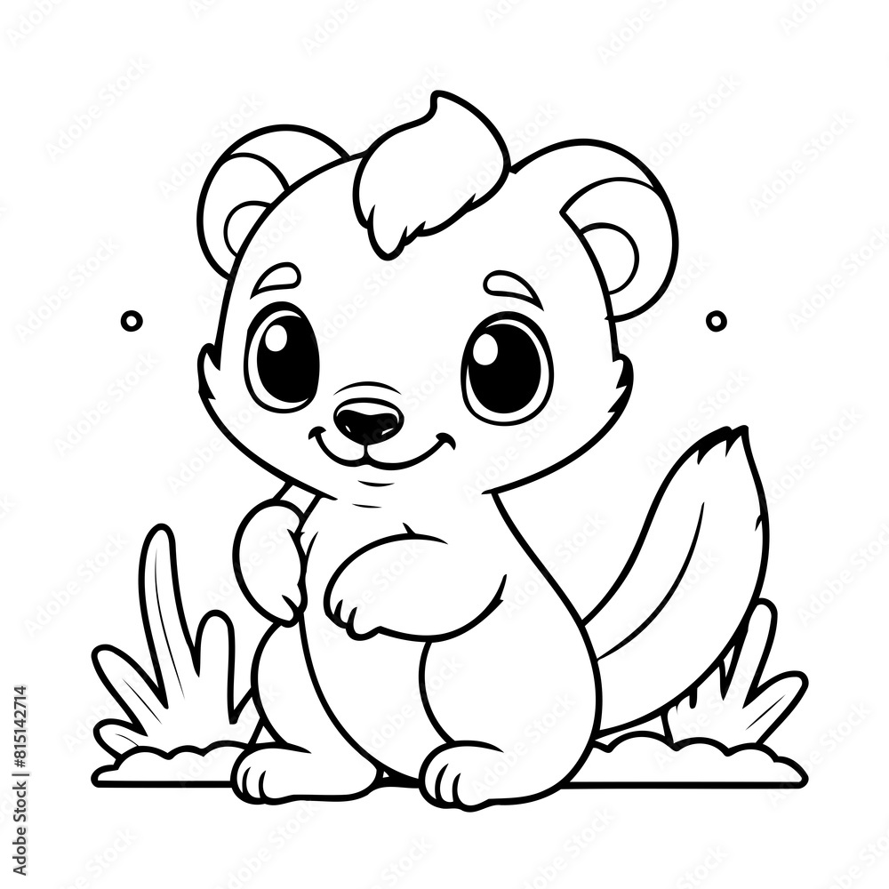 Vector illustration of a cute Skunk drawing for toddlers book Vector illustration of a cute Skunk drawing for toddlers book
