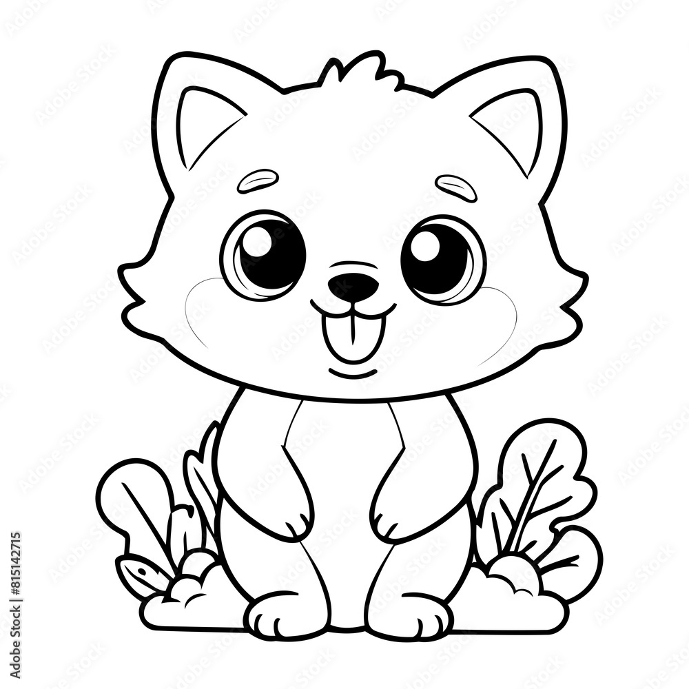 Simple vector illustration of Kawaii drawing for toddlers coloring activity Simple vector illustration of Kawaii drawing for toddlers coloring activity