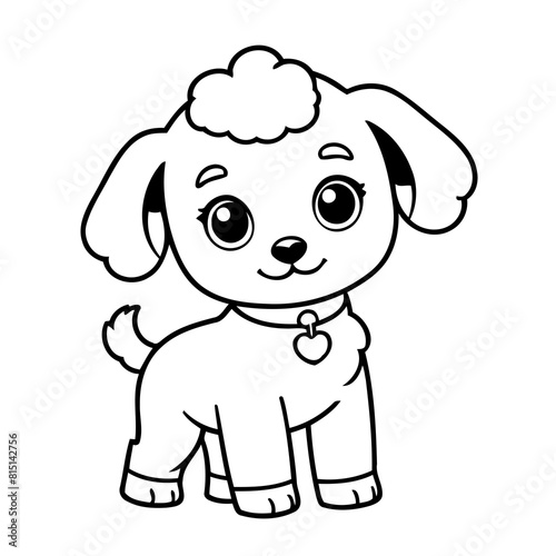 Cute vector illustration Poodle doodle for kids colouring page