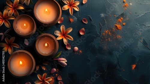 A table with candles and flowers. Scene is warm and inviting