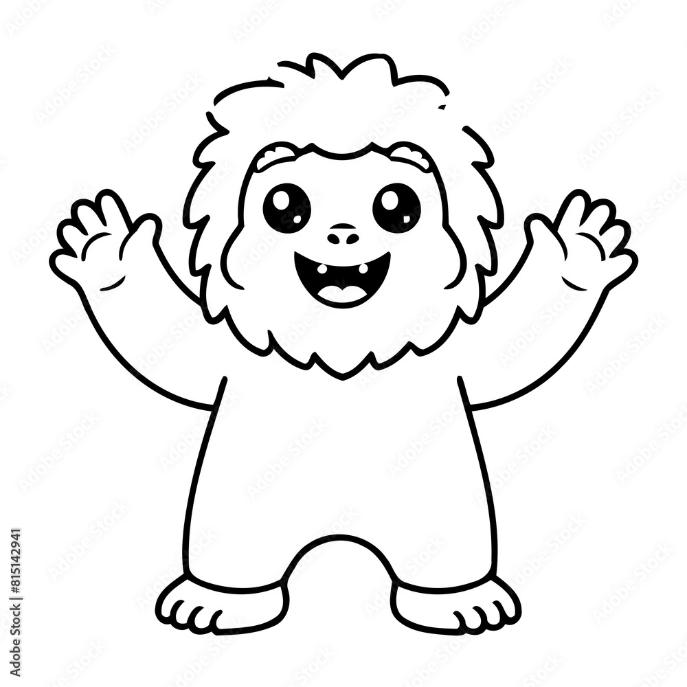 Simple vector illustration of Yeti drawing for toddlers coloring activity Simple vector illustration of Yeti drawing for toddlers coloring activity