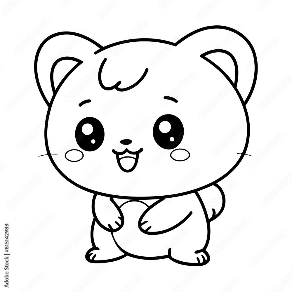 Vector illustration of a cute Kawaii doodle colouring activity for kids Vector illustration of a cute Kawaii doodle colouring activity for kids