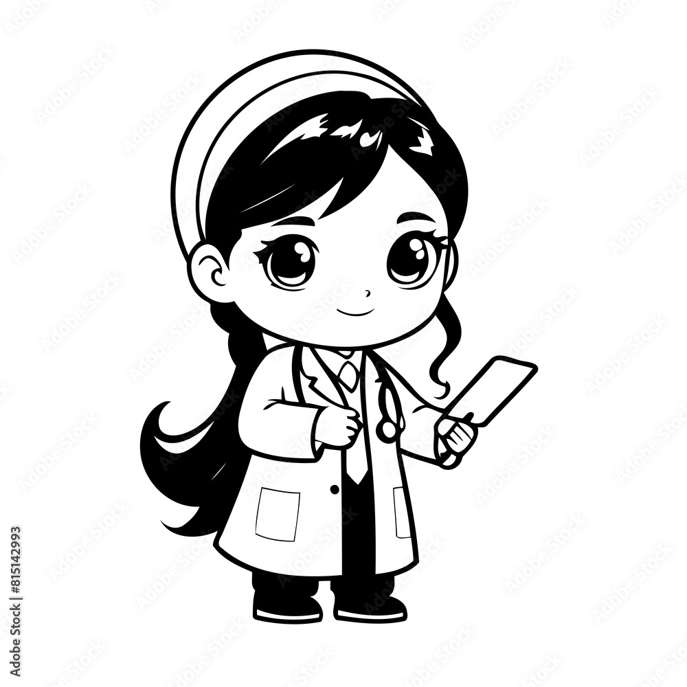 Cute vector illustration Physician doodle for toddlers worksheet Cute vector illustration Physician doodle for toddlers worksheet