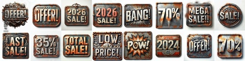 Wallpaper Mural Sale label Metal grunge and rusty. AI generated illustration Torontodigital.ca