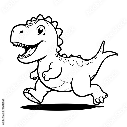 Cute vector illustration Dino for kids coloring activity page