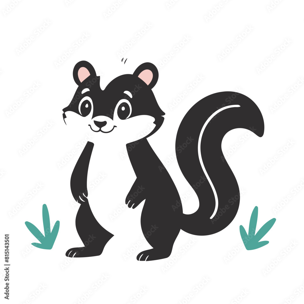 Simple vector illustration of Skunk colouring page for kids