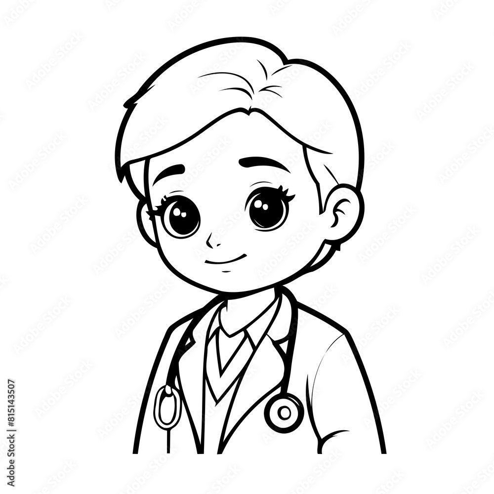 Simple vector illustration of Doctor drawing for kids colouring page Simple vector illustration of Doctor drawing for kids colouring page