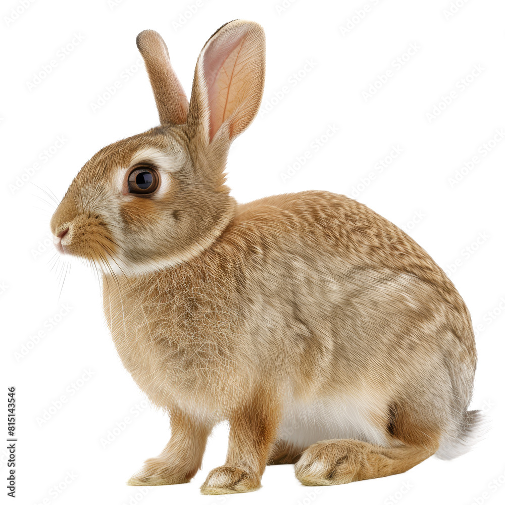 Obraz premium A brown rabbit sitting in front of a plain white backdrop, a Beaver Isolated on a whitePNG Background