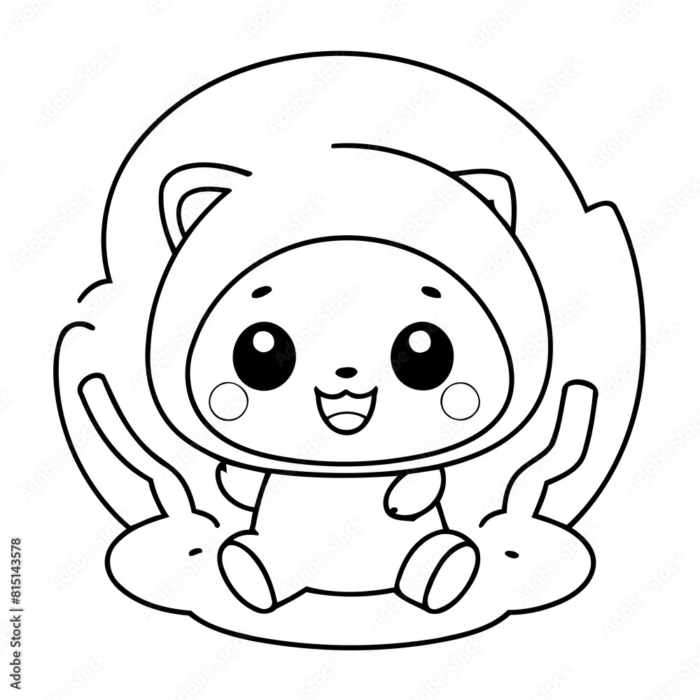 Obraz premium Cute vector illustration Kawaii drawing for kids colouring page