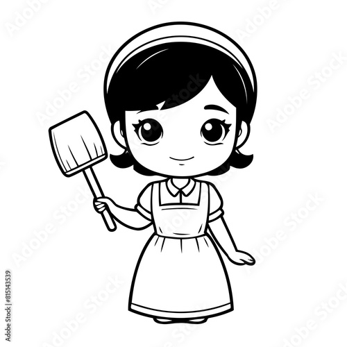 Cute vector illustration Housekeeper for kids coloring activity page