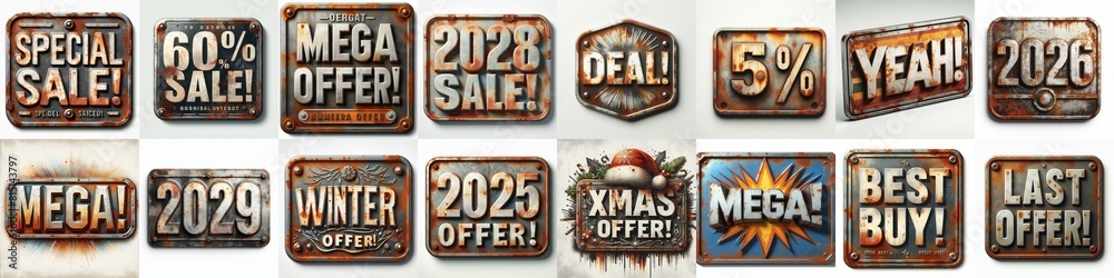 Sale label Metal grunge and rusty. AI generated illustration Sale label Metal grunge and rusty. AI generated illustration