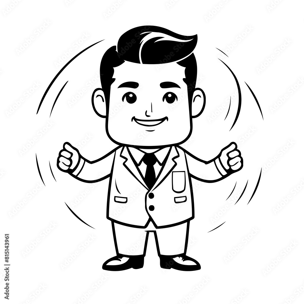 Simple vector illustration of Businessman hand drawn for kids coloring page Simple vector illustration of Businessman hand drawn for kids coloring page
