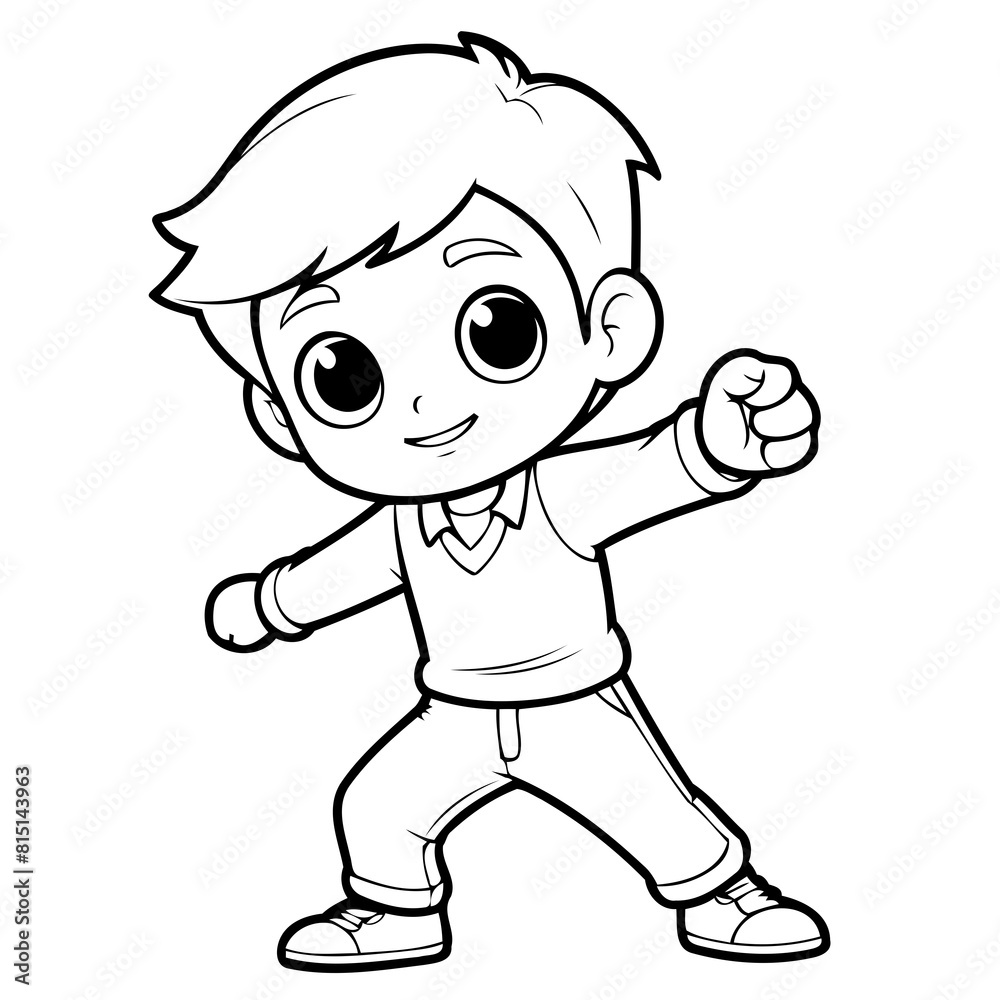 Simple vector illustration of Boy hand drawn for toddlers