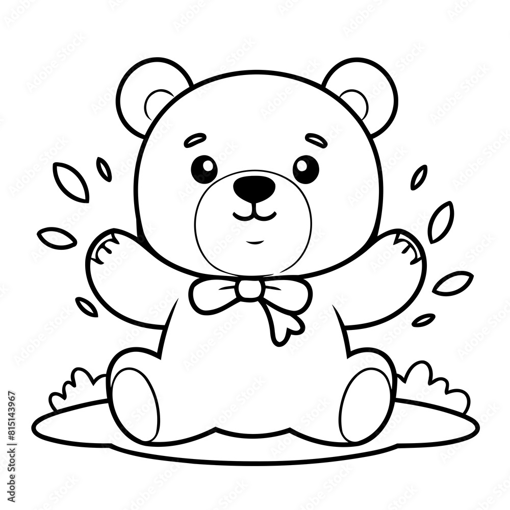 Cute vector illustration Bear drawing for colouring page Cute vector illustration Bear drawing for colouring page