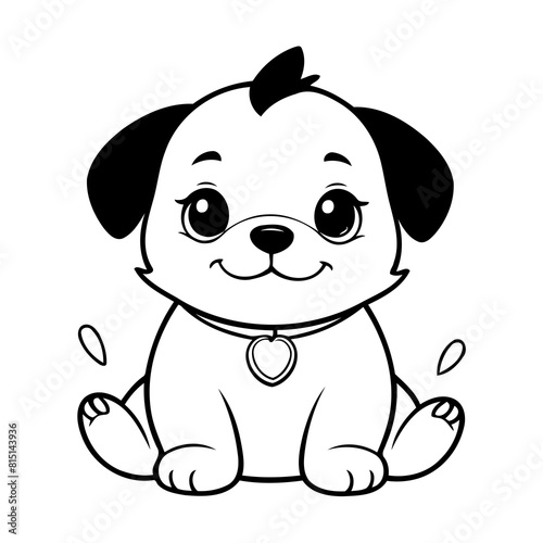 Vector illustration of a cute Puppy drawing for toddlers coloring activity