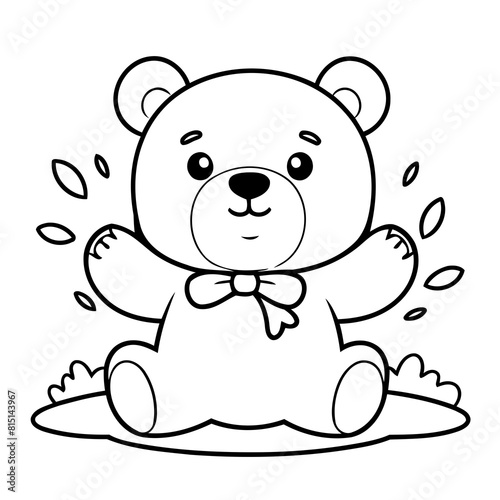 Cute vector illustration Bear drawing for colouring page