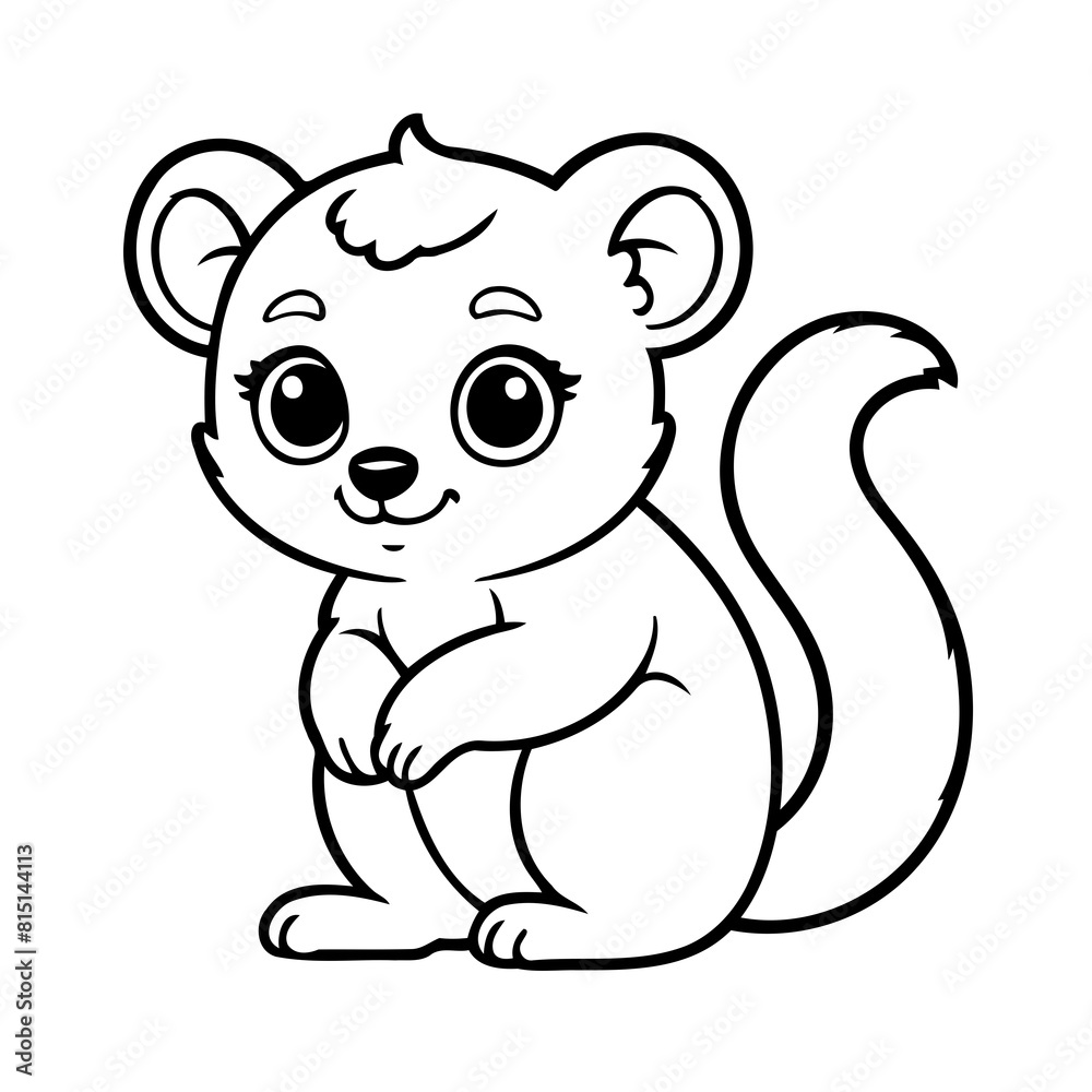 Simple vector illustration of Lemur drawing for toddlers coloring activity Simple vector illustration of Lemur drawing for toddlers coloring activity