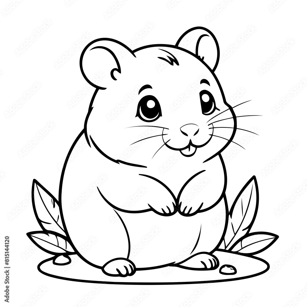 Vector illustration of a cute Hamster drawing for toddlers coloring activity Vector illustration of a cute Hamster drawing for toddlers coloring activity