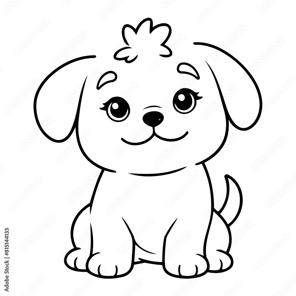 Fototapeta premium Vector illustration of a cute Maltese doodle for kids coloring worksheet
