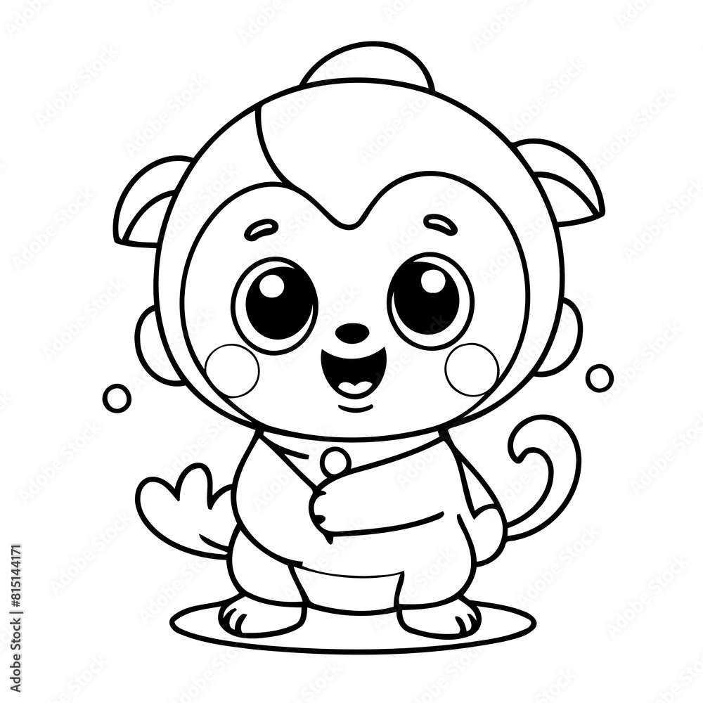 Simple vector illustration of Kawaii for toddlers colouring page Simple vector illustration of Kawaii for toddlers colouring page