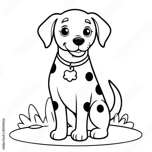 Simple vector illustration of Dalmatian hand drawn for kids page