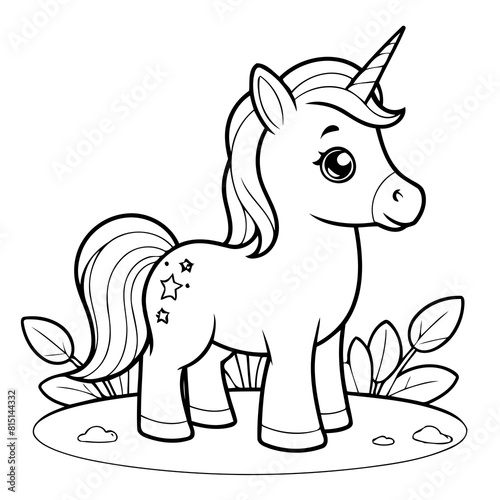 Cute vector illustration Unicorn drawing for children page