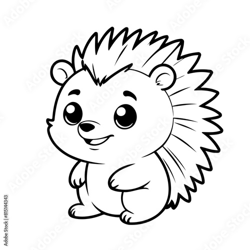 Simple vector illustration of Porcupine hand drawn for toddlers