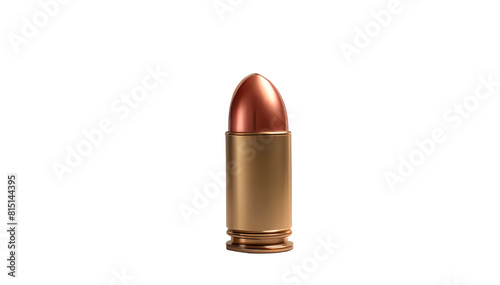 A gun shot bullet flying in speed with cloudy smoke isolated on opaque white background.
