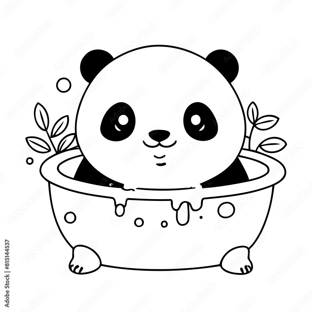Cute vector illustration Panda drawing for toddlers colouring page Cute vector illustration Panda drawing for toddlers colouring page