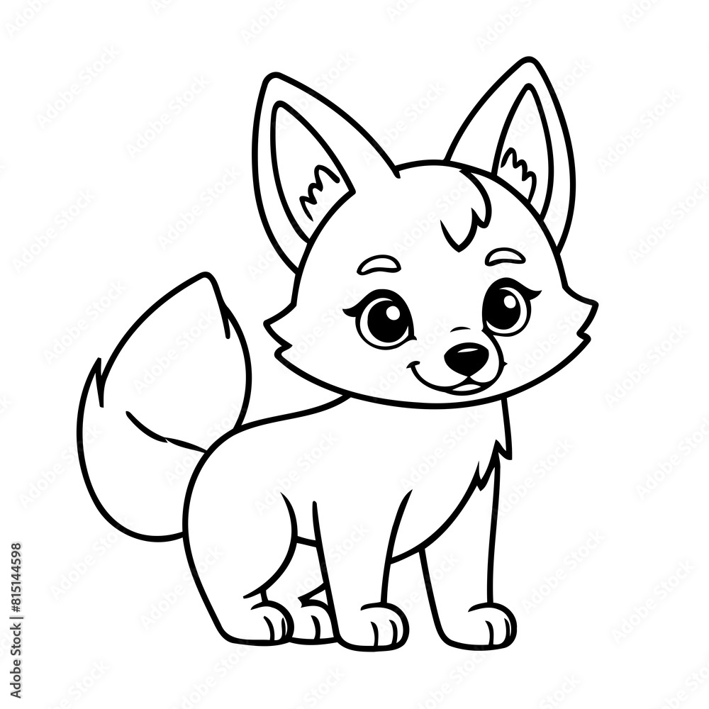 Cute vector illustration Coyote doodle colouring activity for kids Cute vector illustration Coyote doodle colouring activity for kids