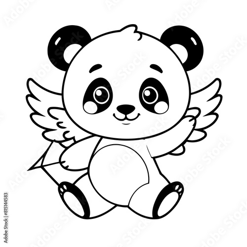 Simple vector illustration of Panda drawing for toddlers book