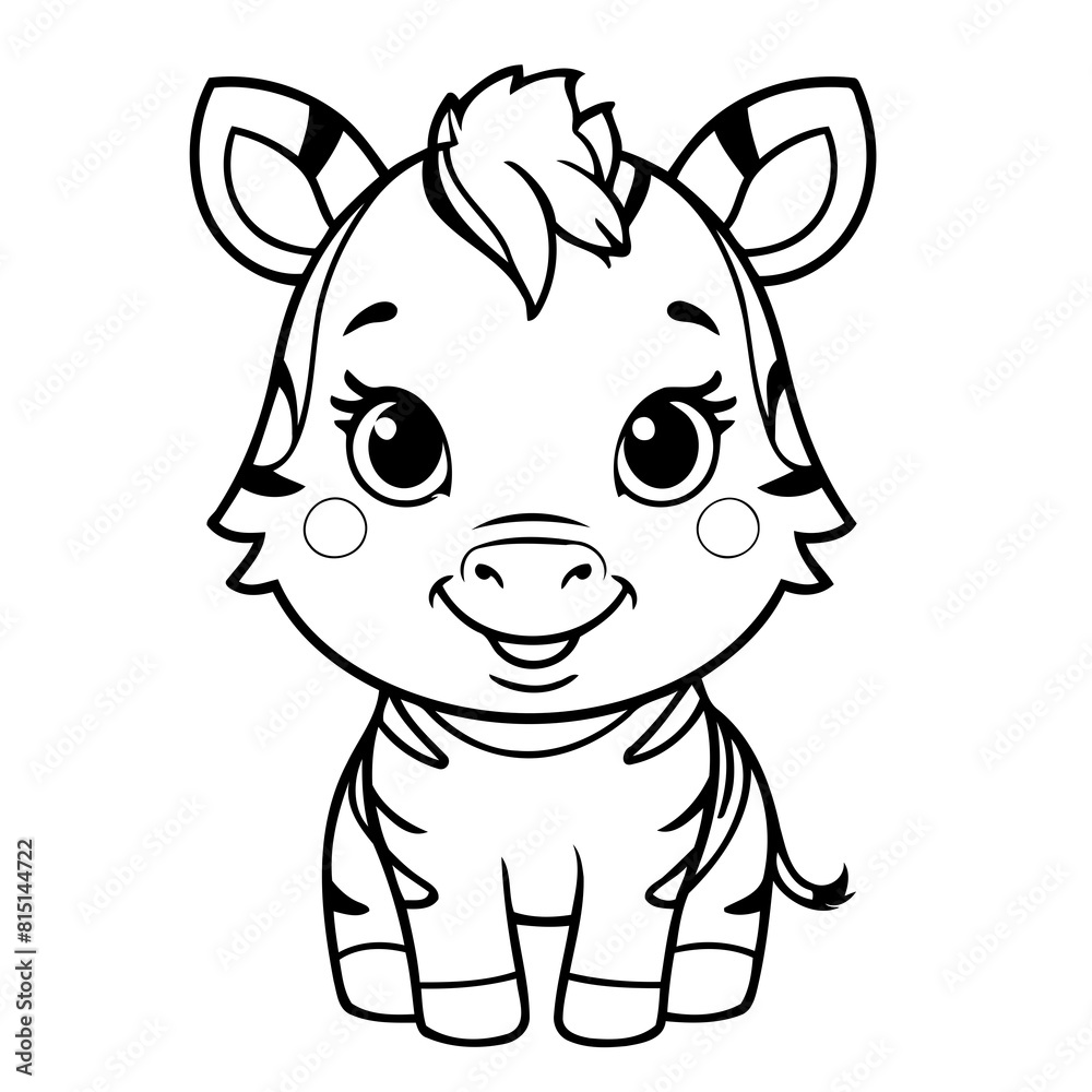 Obraz premium Cute vector illustration Zebra for kids colouring worksheet