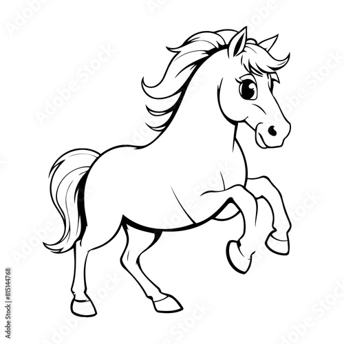 Simple vector illustration of Horse drawing for kids colouring page © meastudios