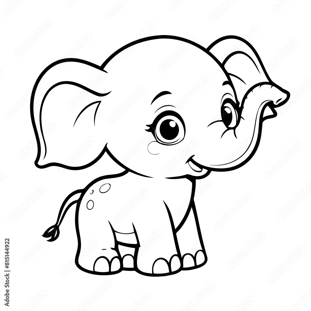 Vector illustration of a cute Elephant drawing for colouring page Vector illustration of a cute Elephant drawing for colouring page