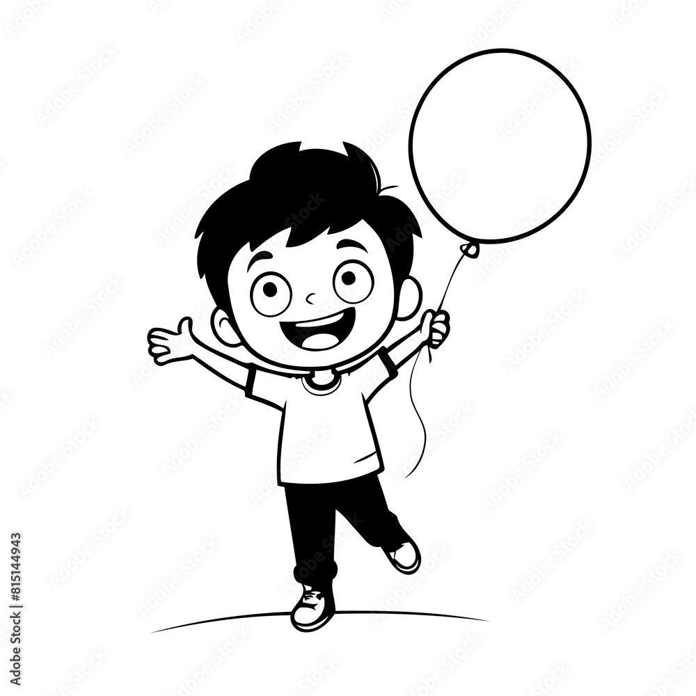 Simple vector illustration of Boy hand drawn for kids page Simple vector illustration of Boy hand drawn for kids page