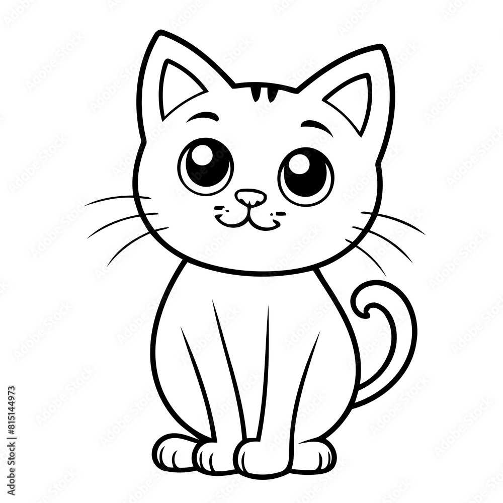 Simple vector illustration of CreepyCat for children colouring activity Simple vector illustration of CreepyCat for children colouring activity