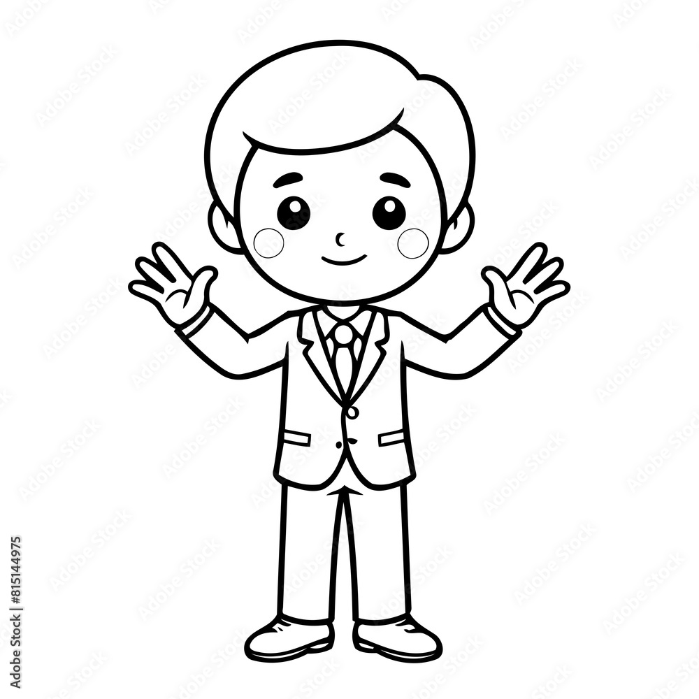 Vector illustration of a cute Businessman drawing for kids colouring activity Vector illustration of a cute Businessman drawing for kids colouring activity
